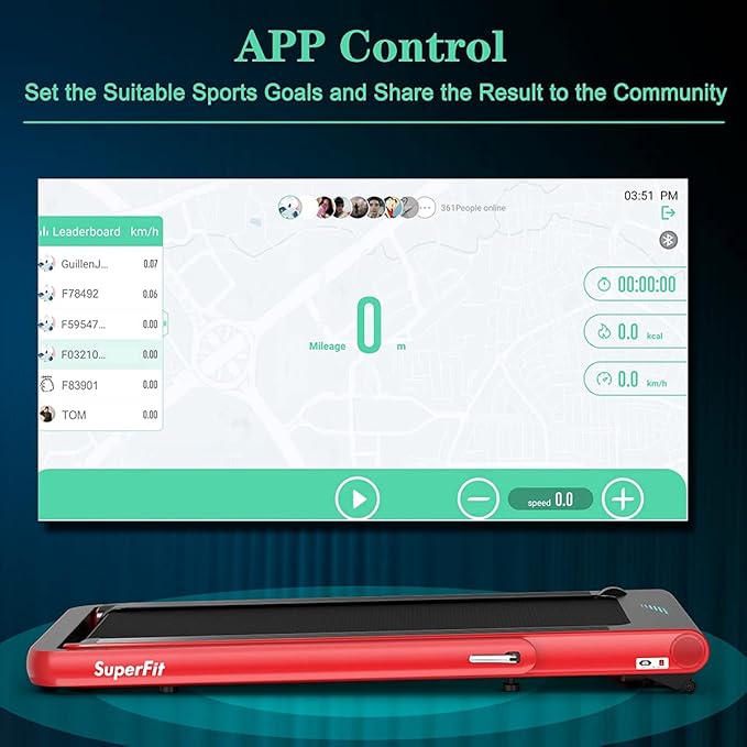 GYMAX Walking Pad, 4.75HP Under Desk Treadmill with LED Touch Screen, App Control, Built-in Speaker & Handle, 2 in 1 Folding Compact Portable Treadmill for Home Small Space-StrideForce Fitness