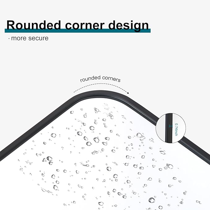 39" x 39"Bathroom Mirror, Matte Black Wall Mirror with Metal Frame, Decorative Rectangular Vanity Mirror for Bedroom Bathroom Living Room Entryway (Horizontal/Vertical)-StrideForce Fitness