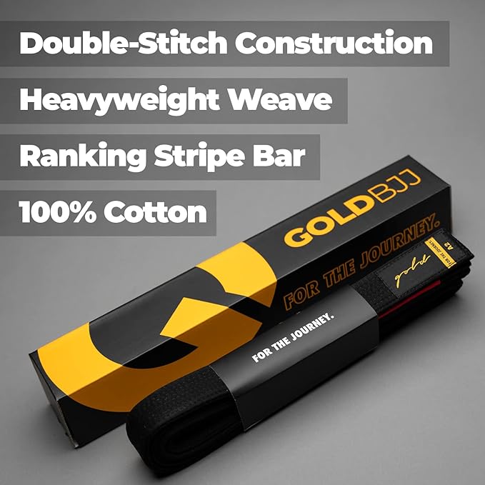 Gold BJJ Jiu Jitsu Belt - Premium Belts with Rank Bar for Stripes - IBJJF Competition Approved-StrideForce Fitness