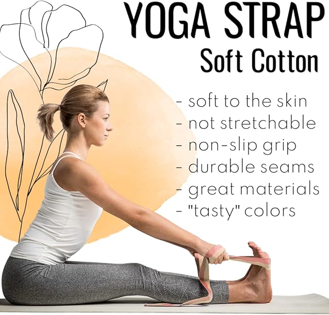 TECEUM Yoga Strap & Mat Strap – 2 IN 1 – Cotton – 6 ft 8 ft 10 ft (30+ colors) – Adjustable Non-Slip Belt for Yoga, Pilates, Stretching, Physical Therapy, Fitness & Home Workout – For Carrying Mats-StrideForce Fitness