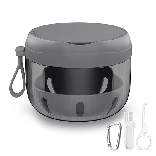 Denture Bath Box Cup, Leak Proof Denture Cup Kit Portable Retainer Case for Travel, Denture Case Cleaning Care for Dentures Aligner Mouth Guard with Denture Brush,Strainer, Removal Tool and Mirror