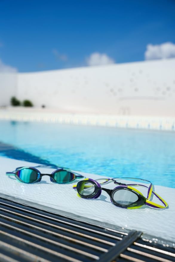 ARENA Unisex Python Racing Swim Goggles for Men and Women Anti-Fog No Leak Max Comfort Dual Strap, Mirror/Non-Mirror Lens-StrideForce Fitness