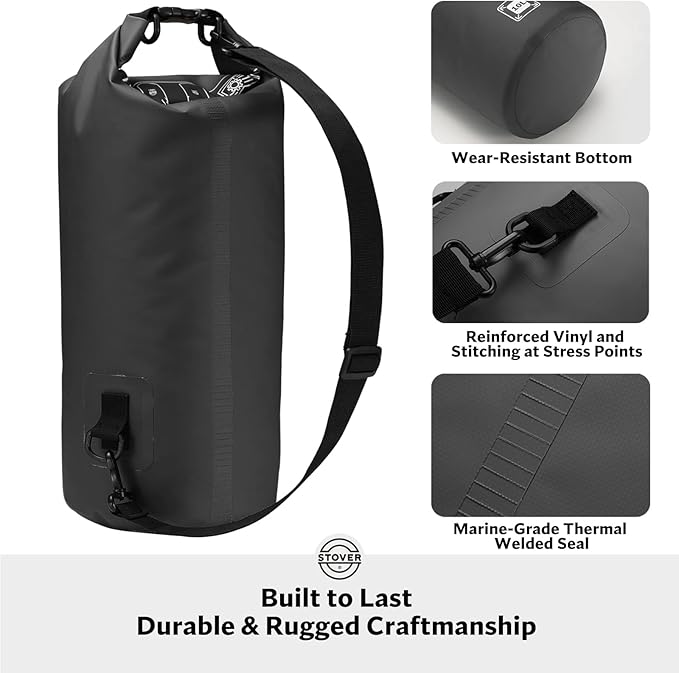 STOVER 5/10/25/30/40/55L Waterproof Backpack- Floating Dry Bag for Kayaking, Travel, Beach, Hiking, & Camping, Men/Women-StrideForce Fitness