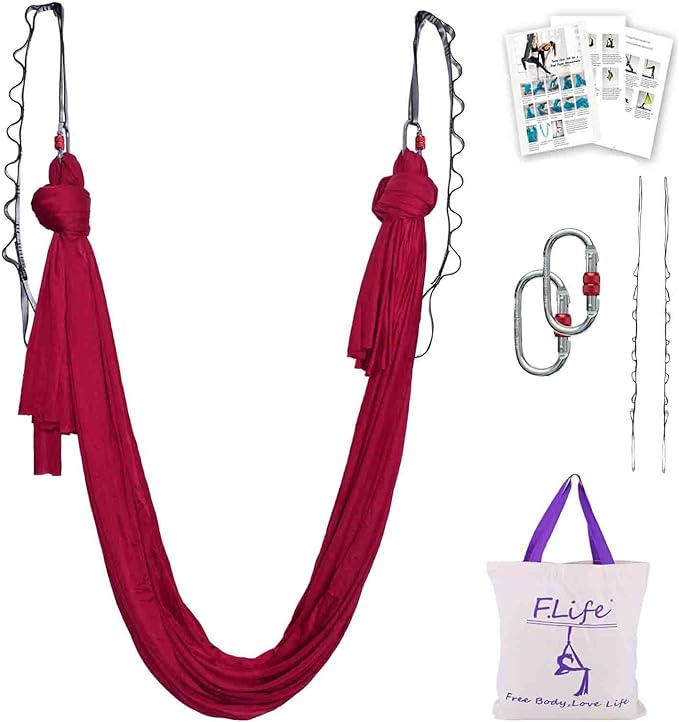F.Life Aerial Silk Yoga Hammock & Swing for yoga Inversion,Strength training,starter hardware kit-StrideForce Fitness