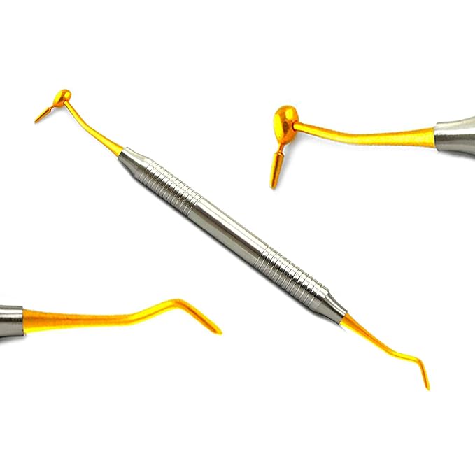 MEDSPO Professional Dental Instruments Osteotome Periotome Luxating Elevator Implant | Orthodontic PDL Teeth | Surgical Root Extraction Spreading (Composite Gold Titanium CIG 6)