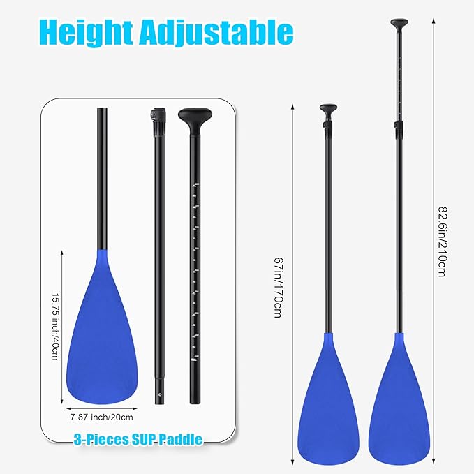 2 Set of 3 Pieces Sup Paddle Board Paddle Kayak Adjustable Stand up Oar Aluminum Alloy Lightweight Replacement Paddleboard Detachable Aluminum Alloy Shaft for Surfing Fishing-StrideForce Fitness