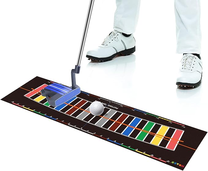 Practice Golf Putting Mat - Training Aid with Alignment Tour Aim and Putting Arc Set-StrideForce Fitness