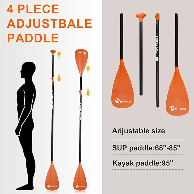 SUP Paddle, Stand Up Paddle Board Paddle Lightweight Adjustable 4-Piece Aluminium Kayak Paddles, Unique Lock Design Floating Alloy Shaft Paddle for Paddle Board-StrideForce Fitness