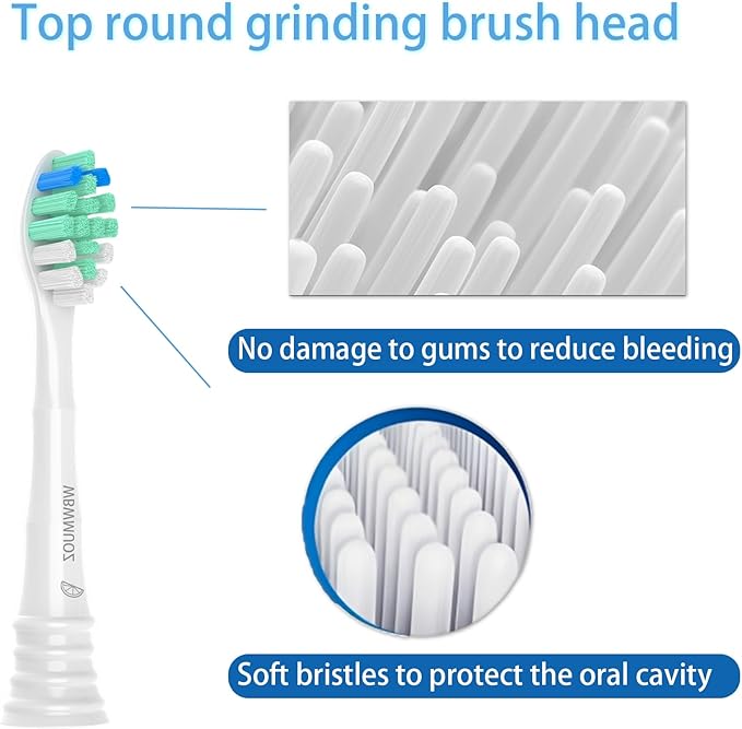 Replacement Toothbrush Heads Compatible with Philips Sonicare Replacement Heads C2, 6 Pack