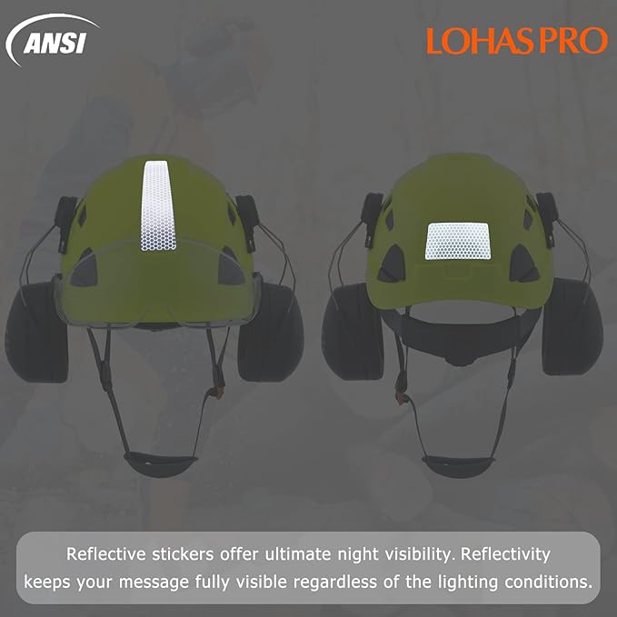 LOHASPRO Arborist Forestry Helmet Safety Hard Hat with Visor and Ear Muffs for Tree Service Logging Cutting Wood Chainsaw Helmet Garden Work Trimming Mowing(P91 Lime+Clear Visor+Earmuff)-StrideForce Fitness