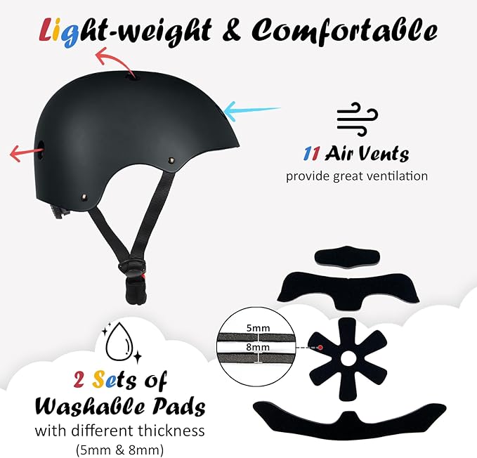 Kids Bike Helmet, Adjustable and Multi-Sport, from Toddler to Youth, 3 Sizes-StrideForce Fitness