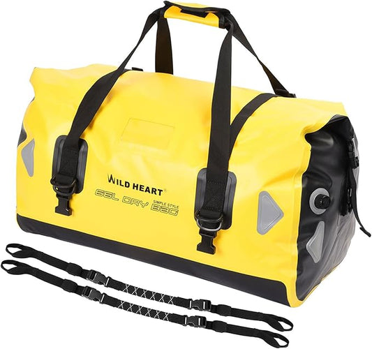 WILD HEART Waterproof Motorcycle Duffel Bag PVC500D Double-bottom With Rope Straps and Inner Pocket 40L 66L 100L for Kayaking, Camping, Boating,Motorcycle-StrideForce Fitness