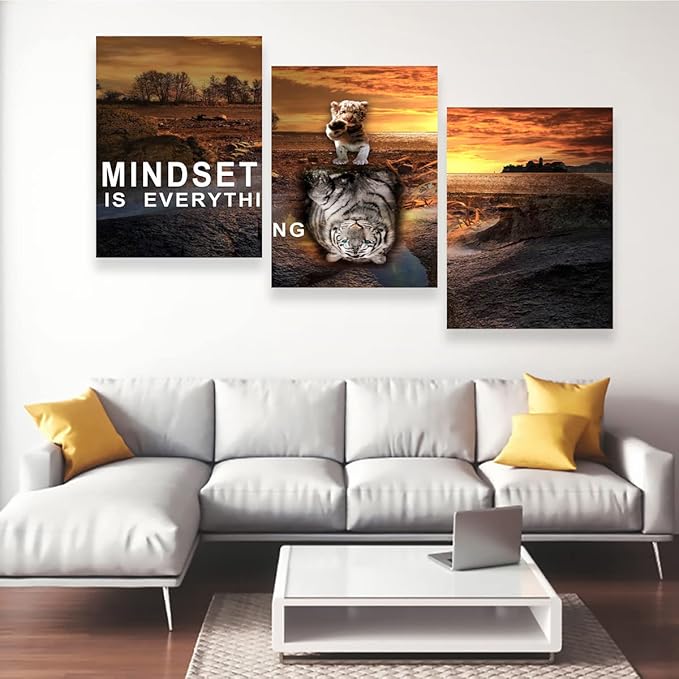 Inspirational Entrepreneur Quotes Office Wall Decor - 3 Pieces Wall Art for Living Room & Bedroom (36" W x 16''H)-StrideForce Fitness