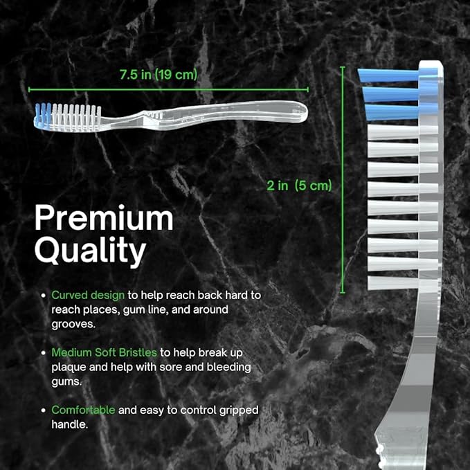 Dr. Nick's White and Healthy Tongue Scraper (3 pack) and The Big Clean Large Toothbrush Medium Soft, Dentist Designed for Fresh Breath, Easy to Use Plastic Tongue Cleaner and Toothbrush for Adults