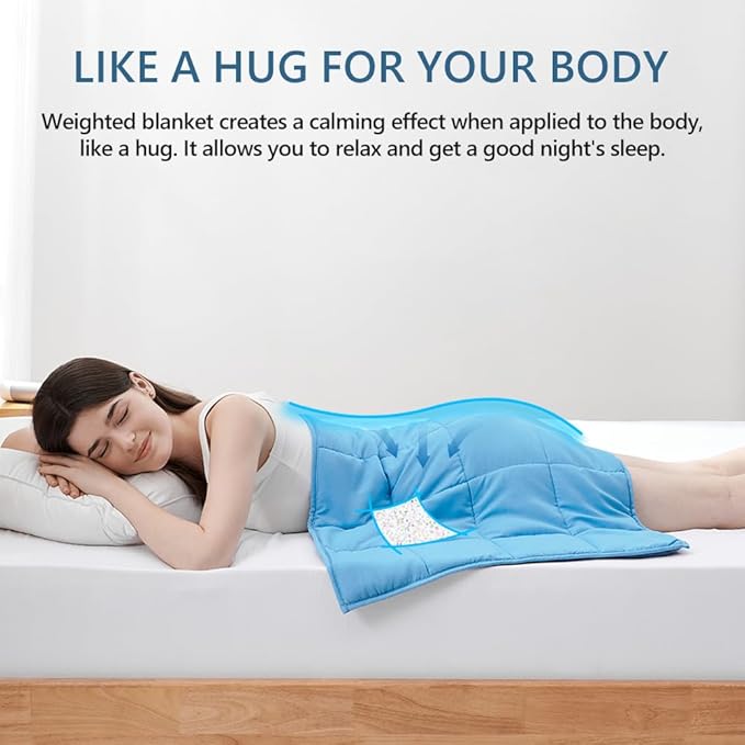 L'AGRATY Weighted Lap Pad 7lb: Small Weighted Blanket for Adults - Cooling Portable Travel Blanket for Relaxation Sleeping - Washable All-Season (29" x 24")-StrideForce Fitness