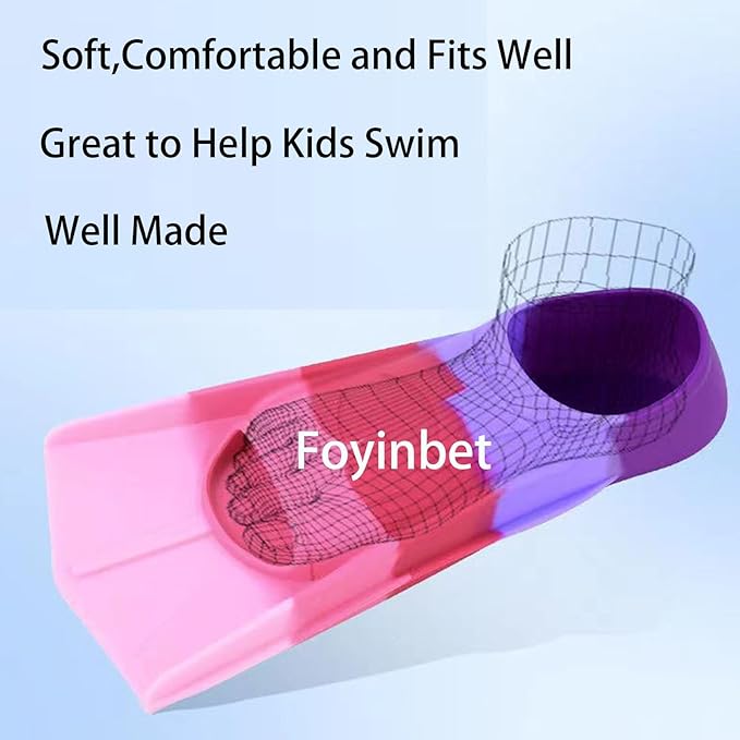 Kids Swim Fins,Short Kids Fins Youth Swimming Flippers for Lap Swimming Training for Children Girls Boys Beginners-StrideForce Fitness