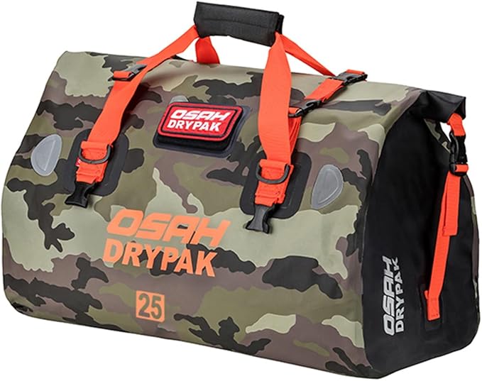 Waterproof Duffel& Luggage Bag - Motorcycle Dry Bag Tail Saddle Bags with Roll Top Closure,Large Storage Space,for Camping, Kayaking, Fishing & Traveling(Jungle, 25L)-StrideForce Fitness