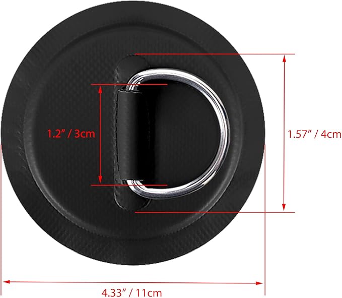 TOBWOLF 6 Pack Stainless Steel D-Ring Patch for Inflatable Boat Kayak Dinghy SUP, D-Ring PVC Patch Stand-Up Paddleboard Canoe Rafting Accessories, NO Glue Included-StrideForce Fitness