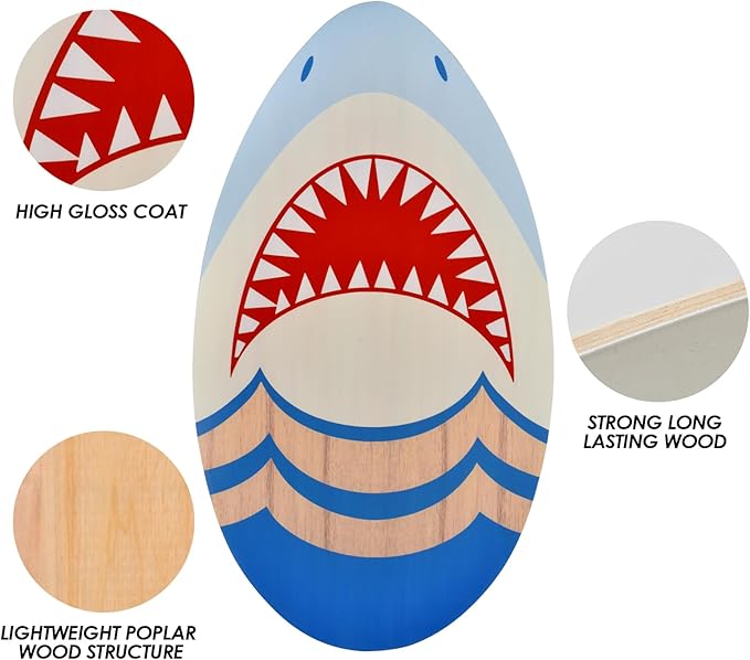seething 35 Inch Skimboard with High Gloss Coat Wood Skim Board for Beginners,Kids, Teenagers, Adults and All Skimming-StrideForce Fitness