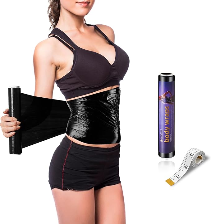 60 Meters Black Osmotic Plastic Body Wrap,Workout & Sweat Enhancer Stomach Film Body Applicator Power Wrap,DIY Sauna Wrap(1 Rolls)-StrideForce Fitness