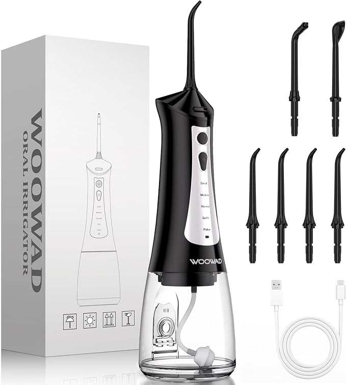 Water Flosser for Teeth 300ML Cordless,Portable Water Dental Floss Pick IPX7 Waterproof 5 Modes & 6 Jet Tips Noise<70db, Water Picks for Teeth Cleaning and Flossing, Braces, Gums,Oral Care