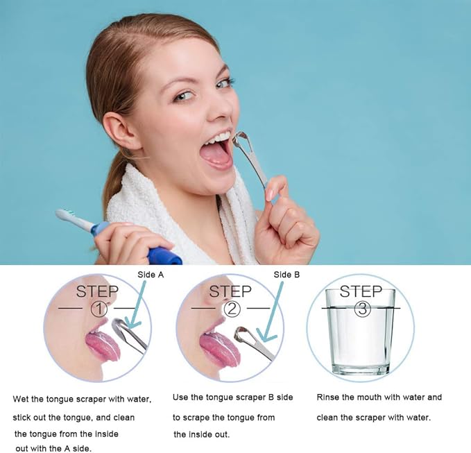 New Version Tongue Scraper Cleaner for Adults & Kids, Medical Grade Metal Tongue Brushes Set for Fresh Breath Dental Eliminate Bad Breath in Seconds