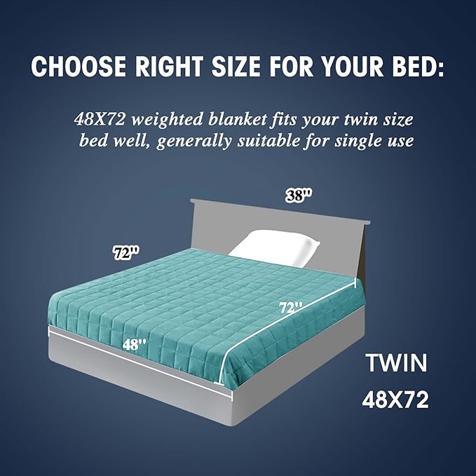 yescool Weighted Blanket for Adults (15 lbs, 48" x 72", Teal) Cooling Heavy Blanket for Sleeping Perfect for 140-160 lbs, Twin Size Breathable Blanket with Premium Glass Bead, Machine Washable-StrideForce Fitness