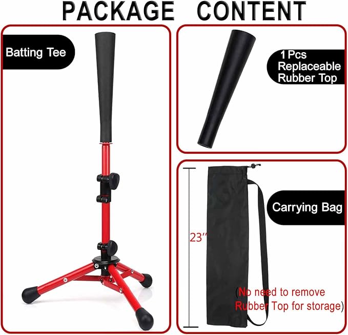 Baseball Tee for Kids,Batting Tee,Softball Tee,tee Stand, Youth Hitting Tee,Teeball Tee,Travel Tee,Easy Adjustable Height 20.5-30.2inch-StrideForce Fitness