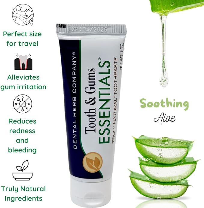 Dental Herb Company - Tonic Mouthwash and Essentials Toothpaste Travel Kit - Made with Pure Essential Oils to Relieve Bad Breath, Bleeding, and Irritated Gums. 2 oz. Mouthrinse - 1 oz. Toothpaste
