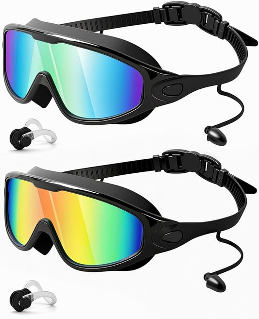 Rantizon Swim Goggles 2 Pack, Wide View Anti Fog&UV Swimming Goggles for Audlt, No Leaking Swim Glasses for Men Women Kids-StrideForce Fitness