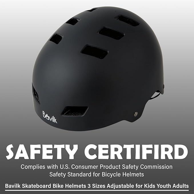 Bike Helmet 3 Sizes for Teenager Kids Youth Adults,Bavilk Skateboard Helmet Adjustable Multi-Sport Bicycle Cycling Scooter Roller Skate Inline Skating Rollerblading for Girls Boys Women Men Teen-StrideForce Fitness