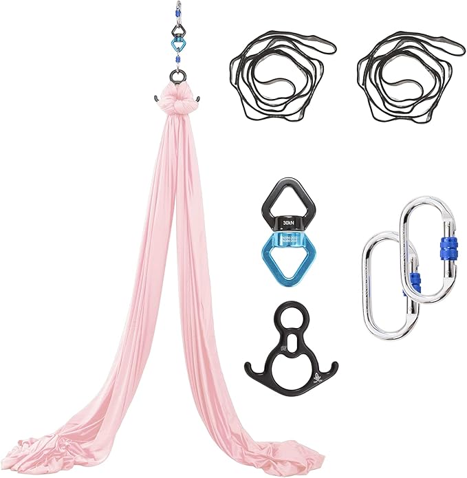 Aerial Silks Yoga Swing Set - 9/11 Yards Aerial Yoga Hammock Kit Anti-Gravity Flying for Fitness, Low/Non Stretch Nylon Tricot Fabric Hardware Included for Dance-StrideForce Fitness