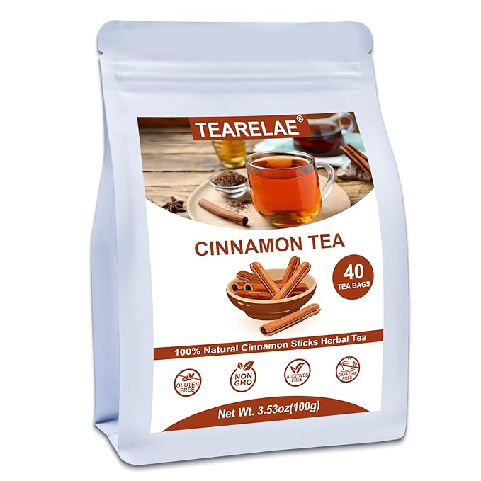 TEARELAE - Cinnamon Tea, 40 Count - Pure Cinnamon Sticks Tea Bags - Hot Cinnamon Spice Tea - Rich in Antioxidants - Non-GMO - Caffeine-Free-StrideForce Fitness