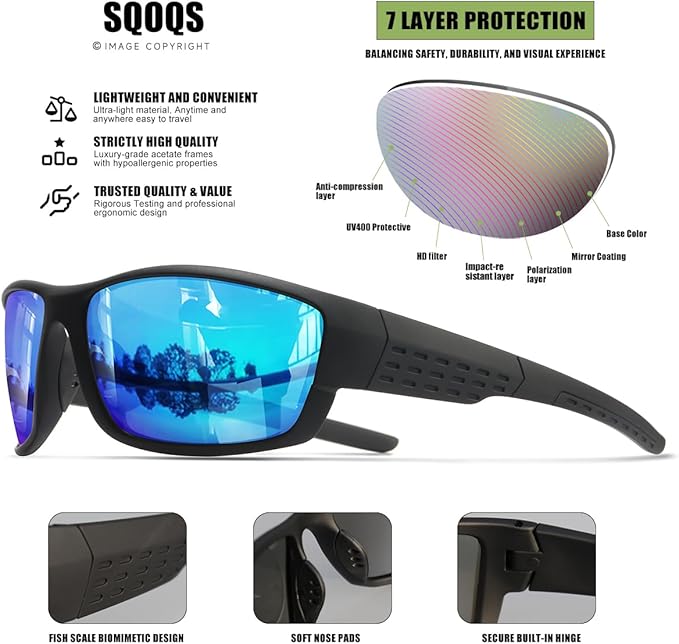 Polarized Sports Sunglasses Men UV400 Protection Lightweight Wrap Around Goggles for Cycling Fishing Driving Running-StrideForce Fitness
