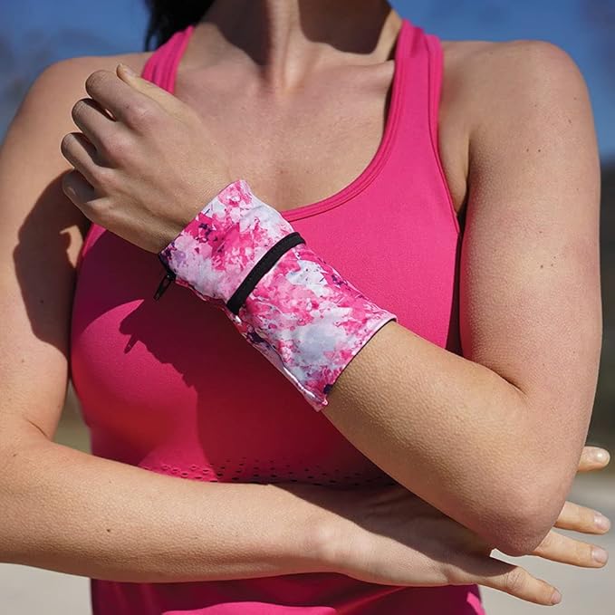 Sprigs Banjees 2 Pocket Wrist Wallet/Wrist Band/Wrist Pocket for Travel, Walking, & Running. Wallet Pouch That Holds Cash, Card, ID's, and More-StrideForce Fitness