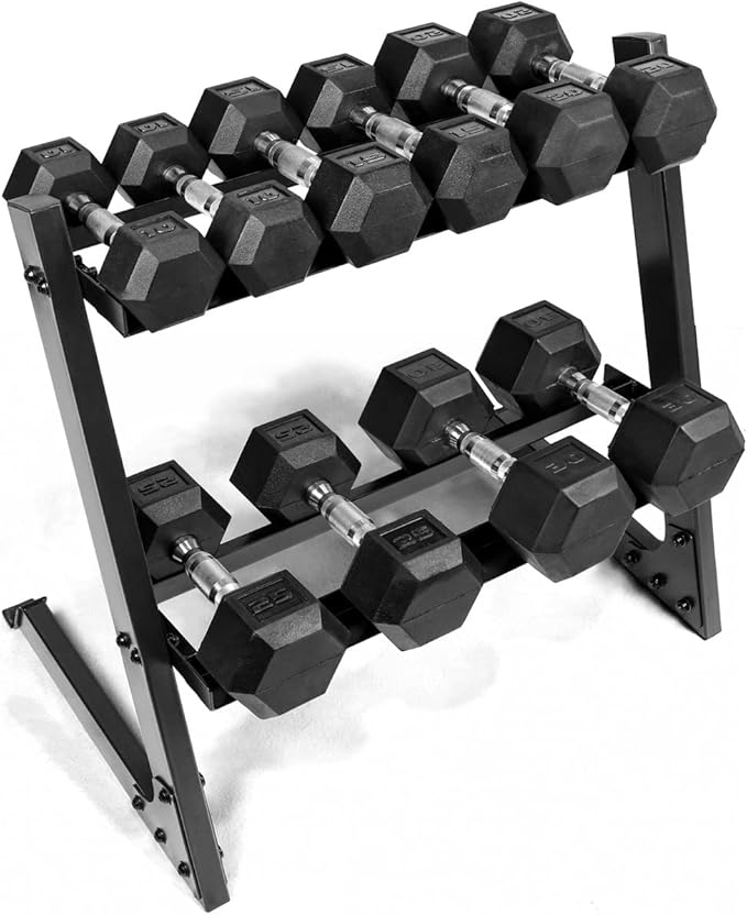 WF Athletic Supply 200Lb Dumbbell Set, 10-30Lb Dumbbell Set with Two-Tier Storage Rack for Muscle Toning, Strength Building & Weight Loss - Multiple Choices Available-StrideForce Fitness