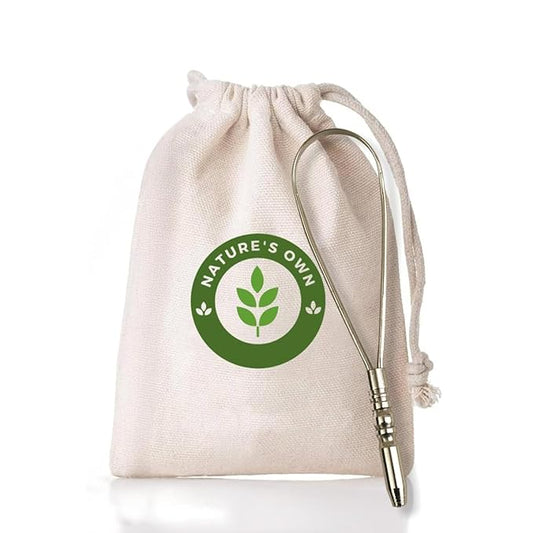 Nature's Own Tongue Scraper for Adults with Eco Friendly Travel Case 100% Stainless Steel, Reduce Bad Breath, Tongue Scrubber, Easy to Use, Tongue Cleaner for Oral Care & Hygiene