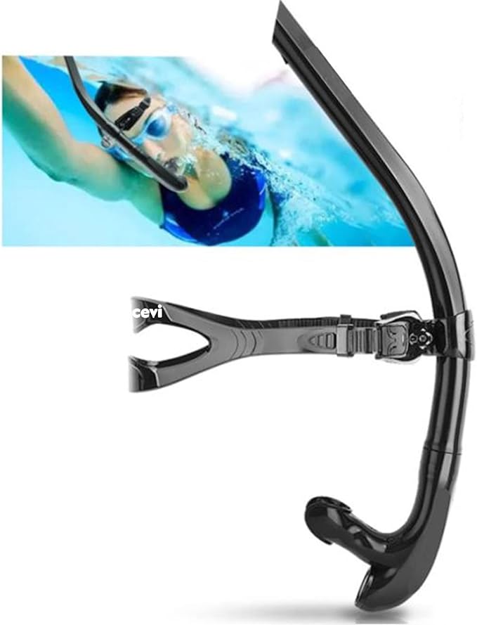 Swim Snorkel for Lap Swimming,Adult Swimmers Snorkeling Gear for Swimming Snorkel Training in Pool and Open Water,Snorkle Center Mount Silicone Mouthpiece One-Way Purge Valve-StrideForce Fitness