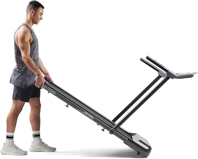 Sunny Health & Fitness Strider Foldable Treadmill, 20-Inch Wide Running Belt with Optional Exclusive SunnyFit™ App and Enhanced Bluetooth Connectivity-StrideForce Fitness