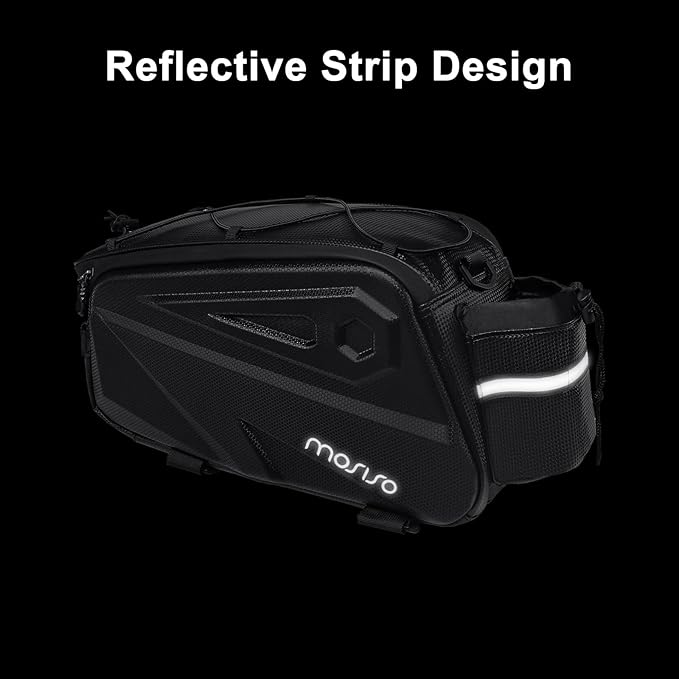 MOSISO Bike Rack Bag, Waterproof Bike Rear Rack Handbag Bicycle Trunk Bag, 14L EVA Mountain Bicycle Rear Seat Storage Saddle Pouch Cycling Luggage Pouch with Shoulder Strap, Black-StrideForce Fitness