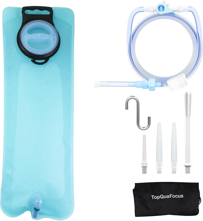 TopQuaFocus 3Qt Home Coffee Enema Bag kit with 6.5FT Silicone Tube Portable Enema Bag for Men Women Colon Cleansing Shower Enemas-StrideForce Fitness