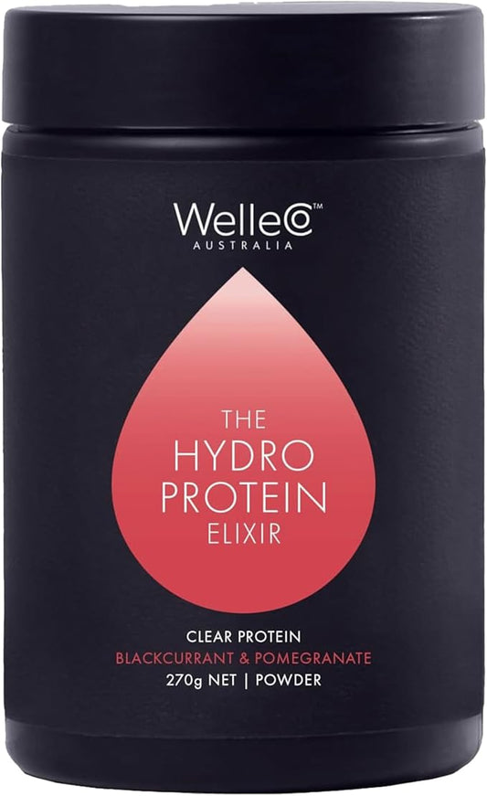 WelleCo HydroProtein Elixir, Potassium Electrolyte Powder with 15g Vegan Protein for Energy, Healthy Hair, Skin & Nails, Easy to Digest Powdered Electrolytes, Black Currant & Pomegranate, 9.5oz Jar-StrideForce Fitness