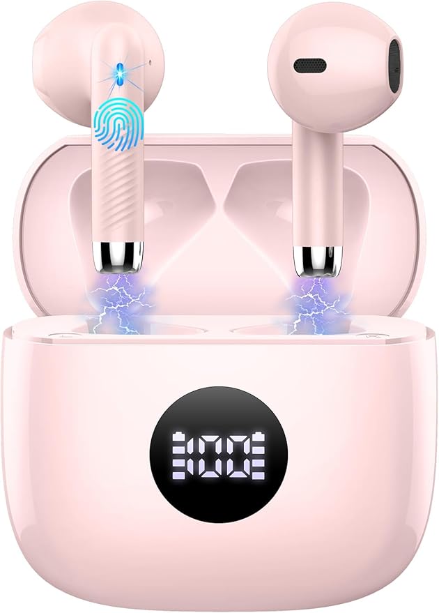 Wireless Earbuds, Bluetooth 5.4 Ear Buds LED Power Display Headphones Bass Stereo, Bluetooth Earbuds in-Ear Noise Cancelling Mic, 40H Playback Mini Case IP7 Waterproof Sports Earphones for Android iOS-StrideForce Fitness