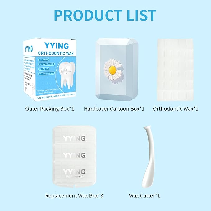 1+3 Pack Orthodontic Wax for Braces Aligners 120 Precut Wax Dots, Braces Wax, Hardcover Box Dental Wax with Mirror for Home Travel Office, Unscented