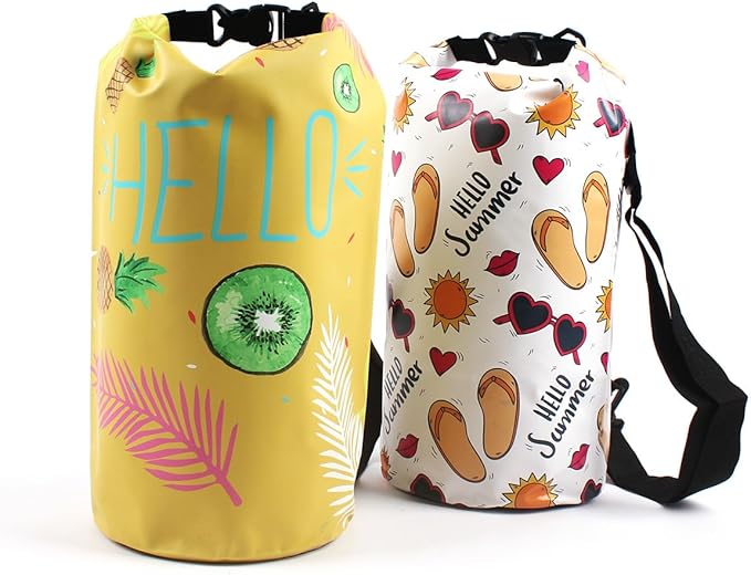 Dry Bag Waterproof,5L Roll Top Backpack Floating Dry Bag for Kayaking Boating Swimming Hiking Camping Outdoor Activities,White Summer-StrideForce Fitness