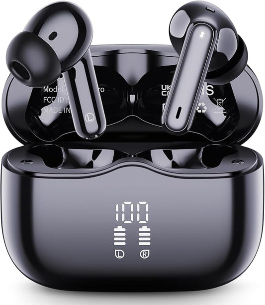 Wireless Earbuds, Bluetooth 5.4 Headphones in Ear with 4 ENC Noise Cancelling Mic, New Wireless Earphones HiFi Stereo Deep Bass 40H Playtime, In-Ear Bluetooth Earbuds LED Display IP7 Waterproof, USB-C-StrideForce Fitness