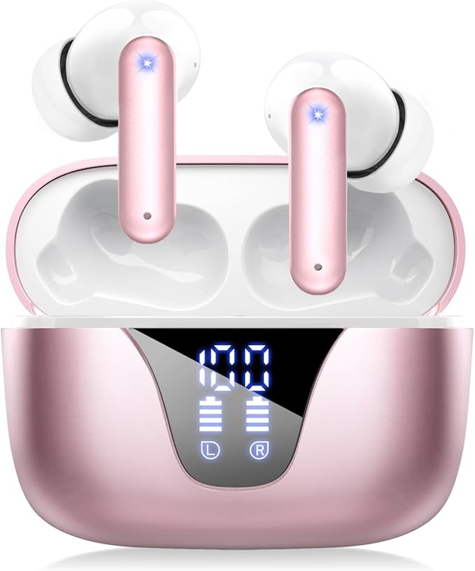 ZIUTY Wireless Earbuds Bluetooth Headphones, 50H Playtime Ear Buds with Mic, LED Digital Display Charging Case, IPX7 Waterproof, Deep Bass Stereo, in-Ear Earphone for iPhone Andriod Phone-StrideForce Fitness