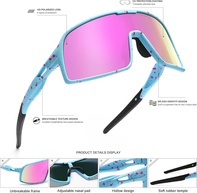 Polarized Sports Sunglasses for Men and Women Cycling Glasses UV Protection Goggles for Mountain Bike Running Fishing-StrideForce Fitness