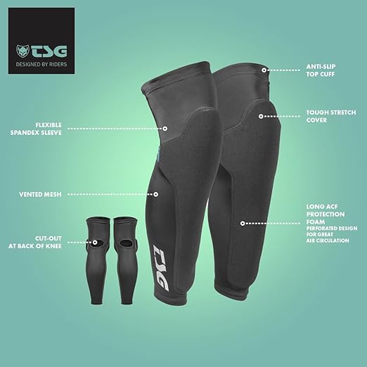 TSG Dermis Pro A Knee & Shin Guard – Lightweight, Slim-Line BMX & Enduro Pads with ACF Impact Foam, Softshell Construction, Breathable Spandex Sleeve, Ergonomic Fit, Abrasion-Resistant, Flexible & Comfortable - Pull Over Design-StrideForce Fitness