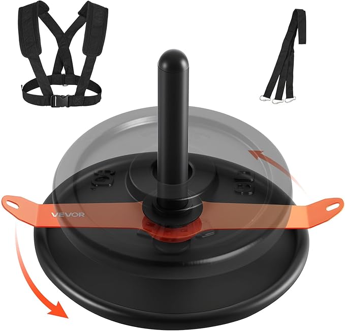 VEVOR Weight Sled, Steel Power Sled, Fitness Strength Training Sleds for Athletic Exercise Speed Improvement, Workout Fitness Equipment with Harness, Compatible with 2 in Weight Plate, Orange & Black-StrideForce Fitness